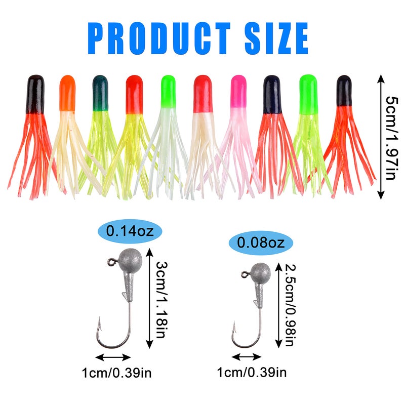 Shaddock Fishing Crappie Lure Jig Heads Kit, Tube Bait Jigs Panfish Kit, Soft Plastic Worms Fishing Lures Mini Jigs for Trout Saltwater & Freshwater (110pcs) - Image 4